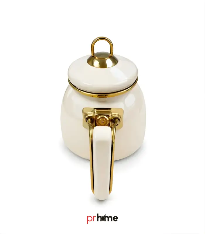 PR Home Emaye Rose Model Çaydanlık Krem