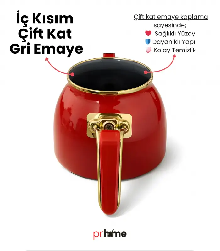 PR Home Magnolia Rose Model Emaye Çaydanlık