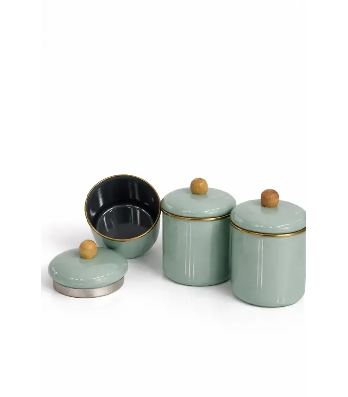 PR Home Soft Green Emaye Baharatlık Seti 12 Cm