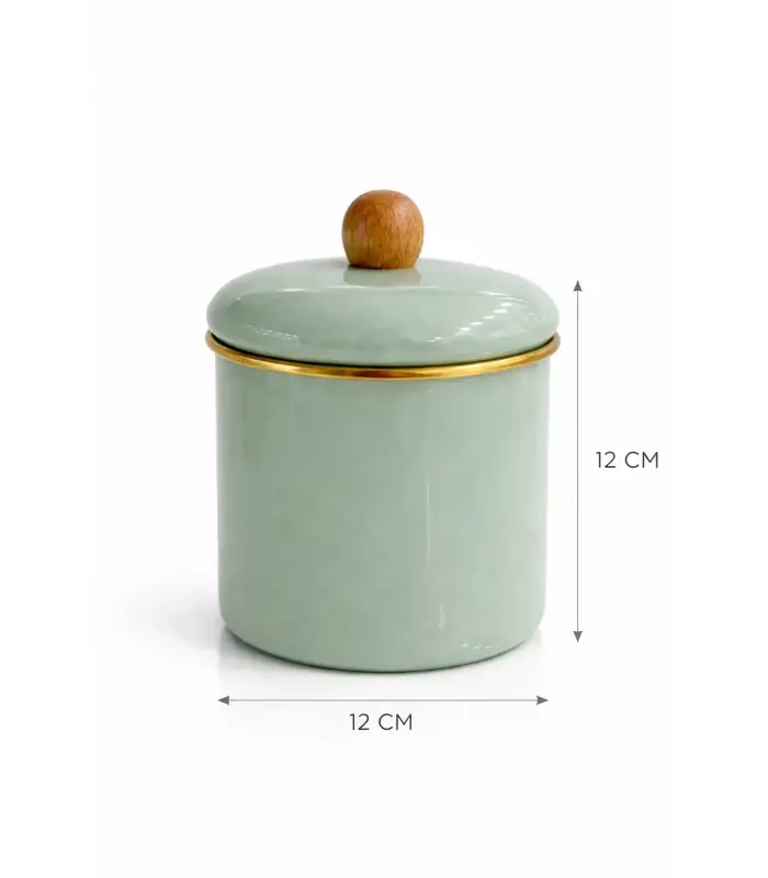 PR Home Soft Green Emaye Baharatlık Seti 12 Cm