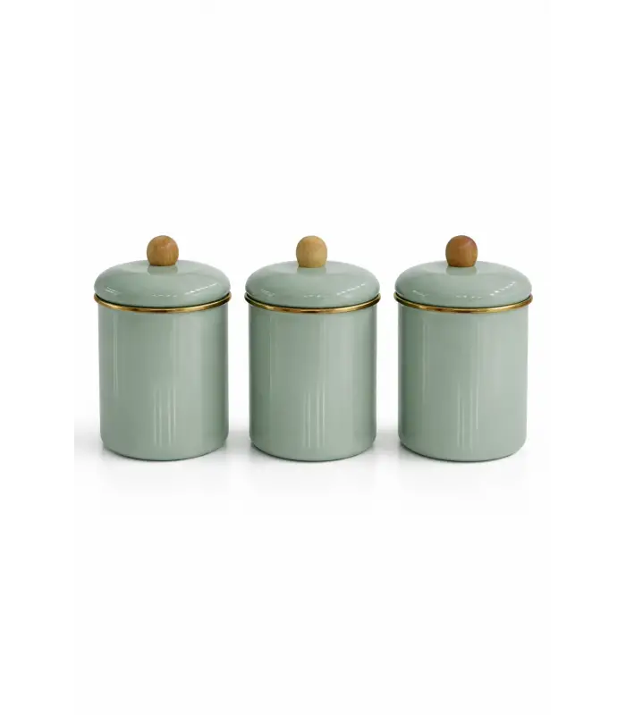 PR Home Soft Green Emaye Baharatlık Seti 14 Cm