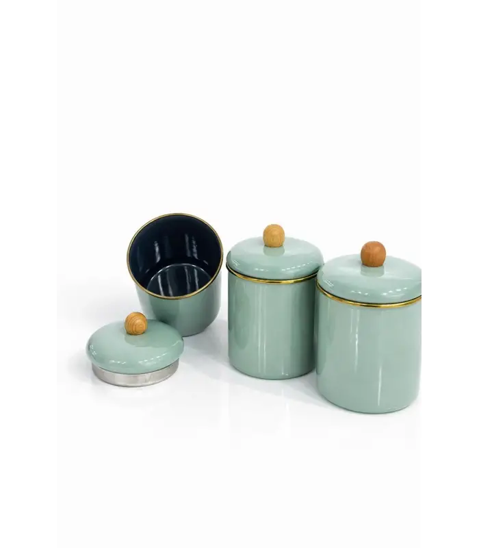 PR Home Soft Green Emaye Baharatlık Seti 14 Cm