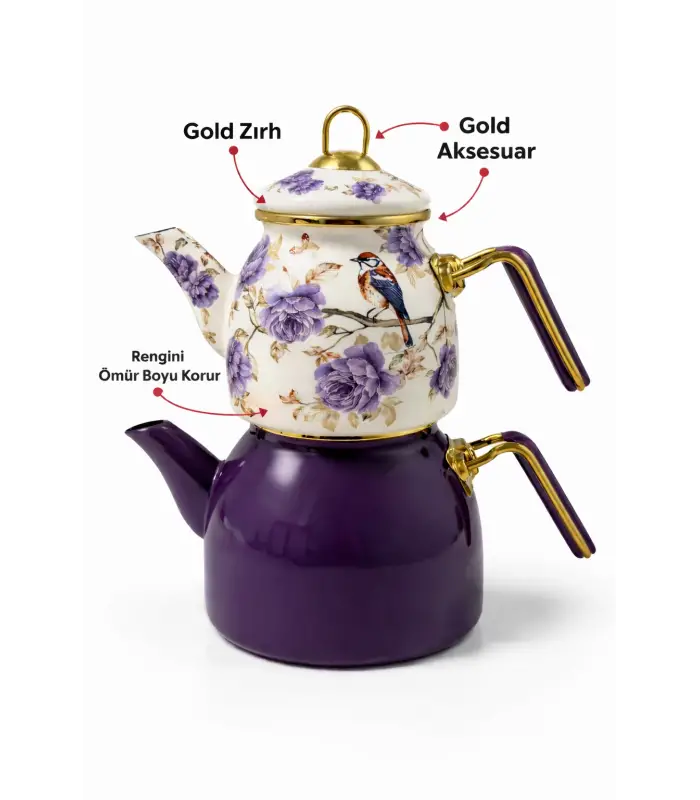 PR Home Fiorella Rose Model Emaye Çaydanlık