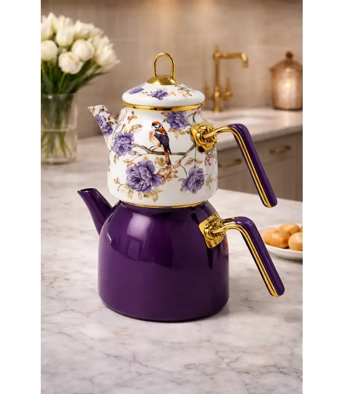 PR Home Fiorella Rose Model Emaye Çaydanlık