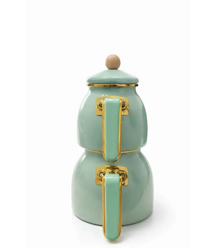 PR Home Soft Yeşil Rose Model Emaye Çaydanlık