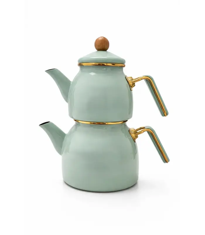 PR Home Soft Yeşil Rose Model Emaye Çaydanlık