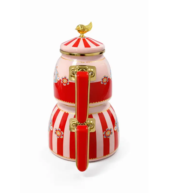 PR Home Alaria Kırmızı Rose Model Emaye Çaydanlık