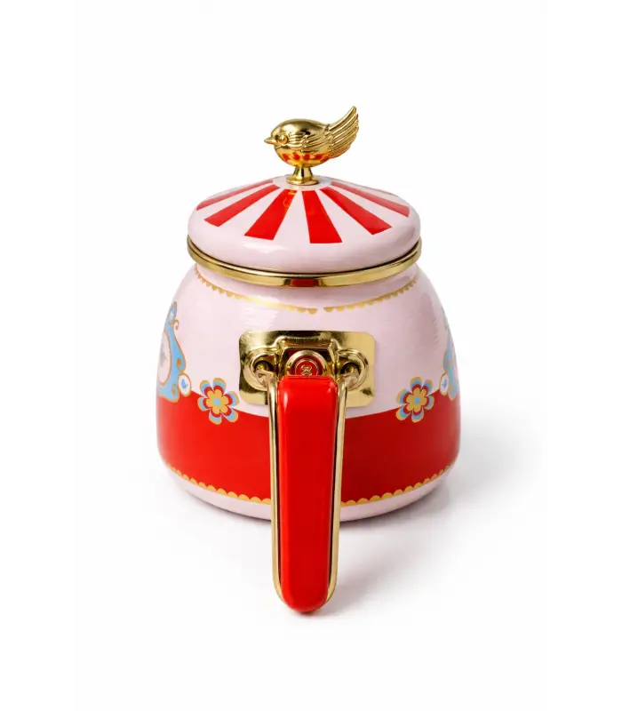 PR Home Alaria Kırmızı Rose Model Emaye Çaydanlık