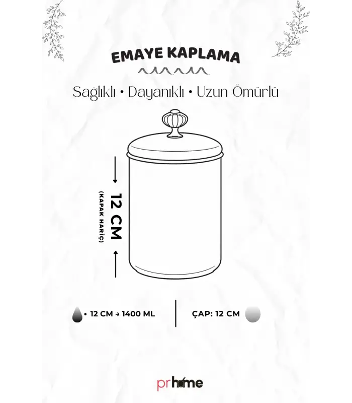 PR Home Limon Emaye Baharatlık Kavanoz Orta Boy 12 cm