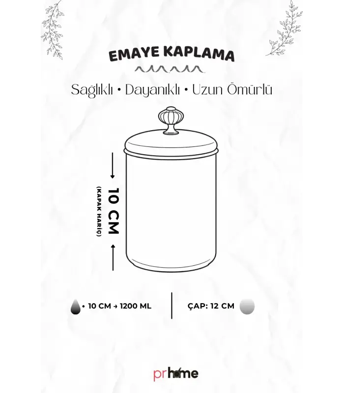 PR Home Limon Emaye Baharatlık Kavanoz Küçük Boy 10 cm