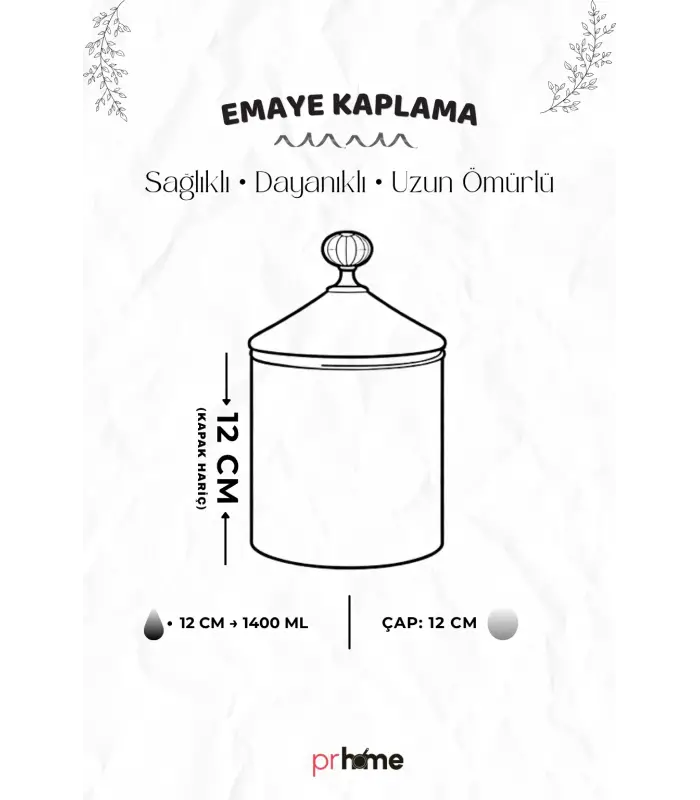PR Home Fiorella Emaye Baharatlık Kavanoz Orta Boy 12 cm