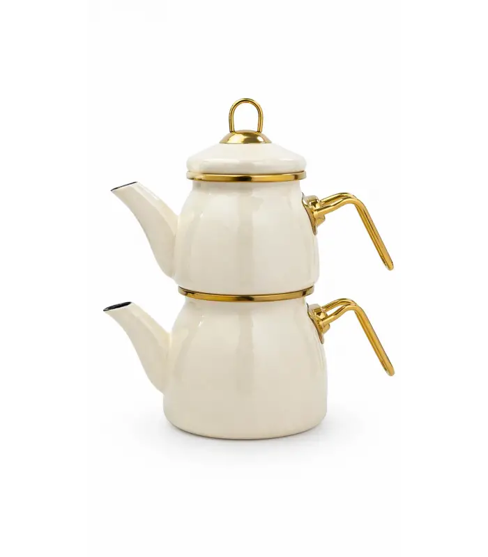 PR Home Krem Mini Model Emaye Çaydanlık