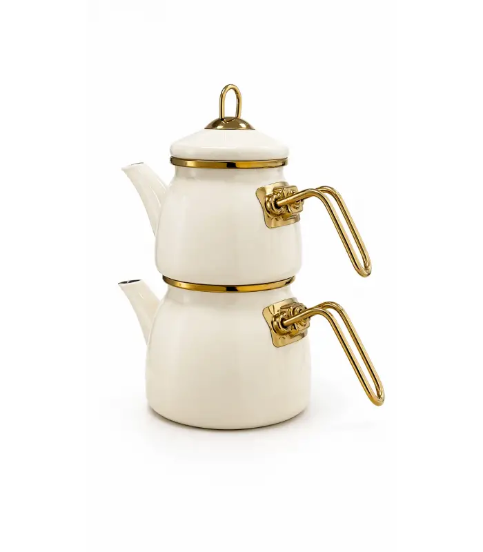 PR Home Krem Mini Model Emaye Çaydanlık