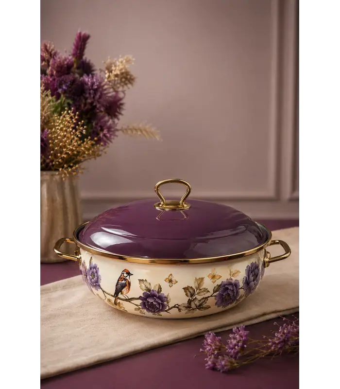 PR Home Fiorella Derin Bombeli Emaye Karnıyarık Pilav Tenceresi 26 cm