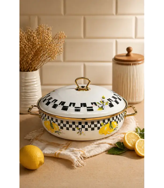 PR Home Limon Derin Bombeli Emaye Karnıyarık Pilav Tenceresi 26 cm