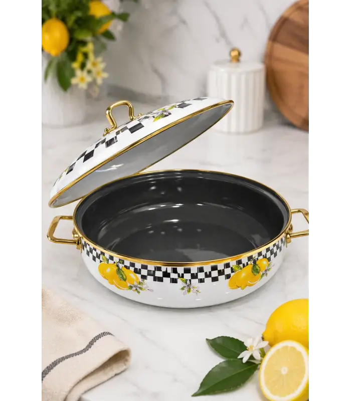 PR Home Limon Derin Bombeli Emaye Karnıyarık Pilav Tenceresi 26 cm