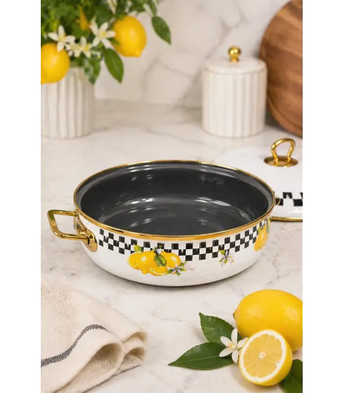 PR Home Limon Derin Bombeli Emaye Karnıyarık Pilav Tenceresi 26 cm