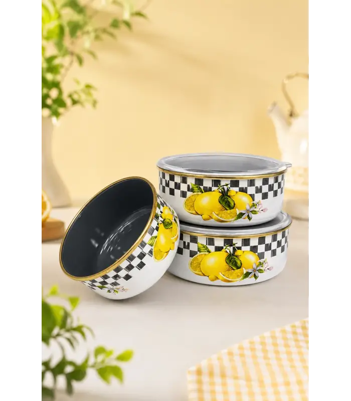 PR Home Limon Emaye Üçlü Saklama Seti