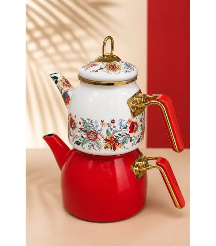 PR Home Magnolia Rose Model Emaye Çaydanlık