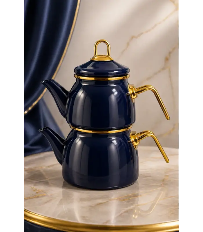 PR Home Lacivert Emaye Mini Model Emaye Çaydanlık