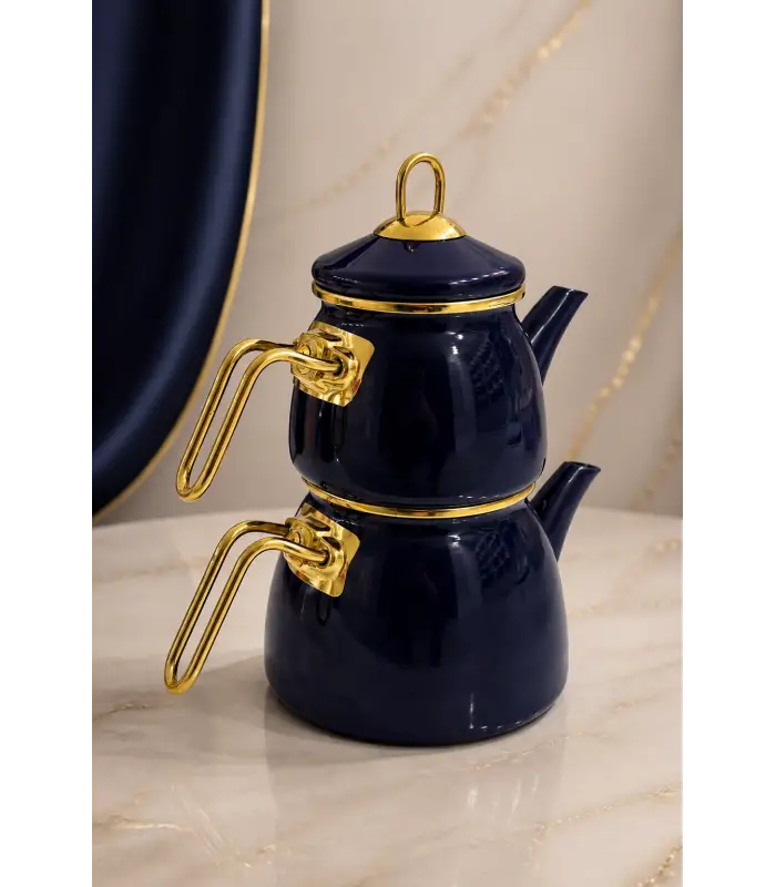 PR Home Lacivert Emaye Mini Model Emaye Çaydanlık