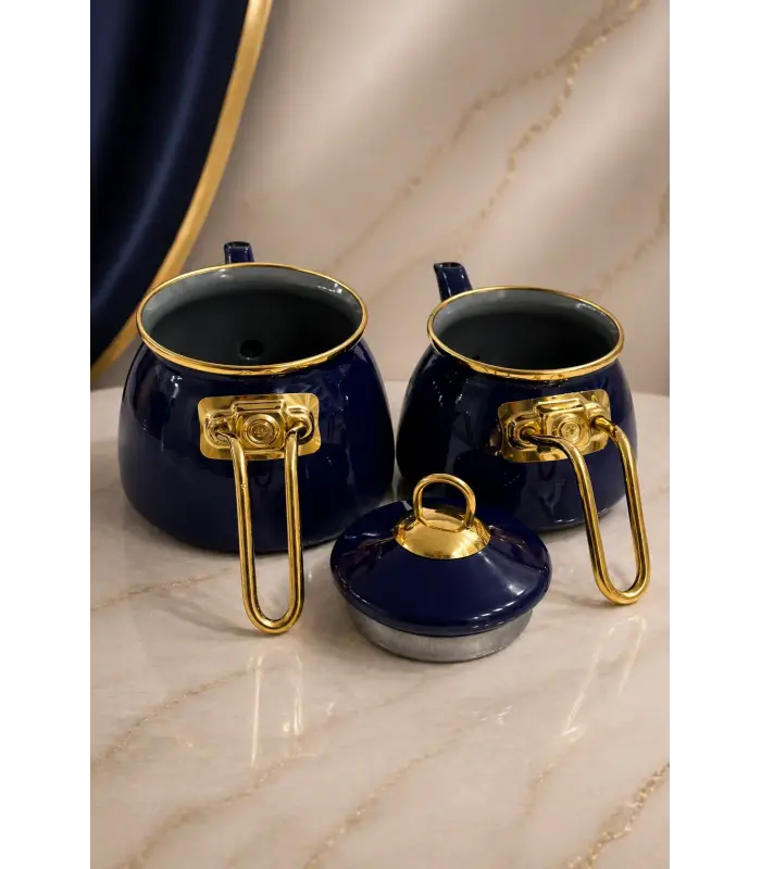 PR Home Lacivert Emaye Mini Model Emaye Çaydanlık