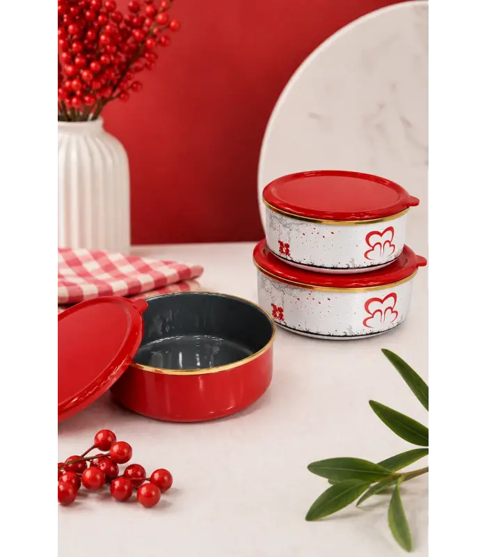 PR Home Love Emaye Üçlü Saklama Seti