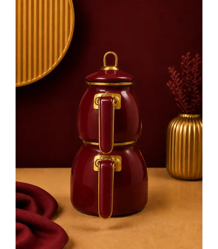 PR Home Bordo Rose Model Emaye Çaydanlık