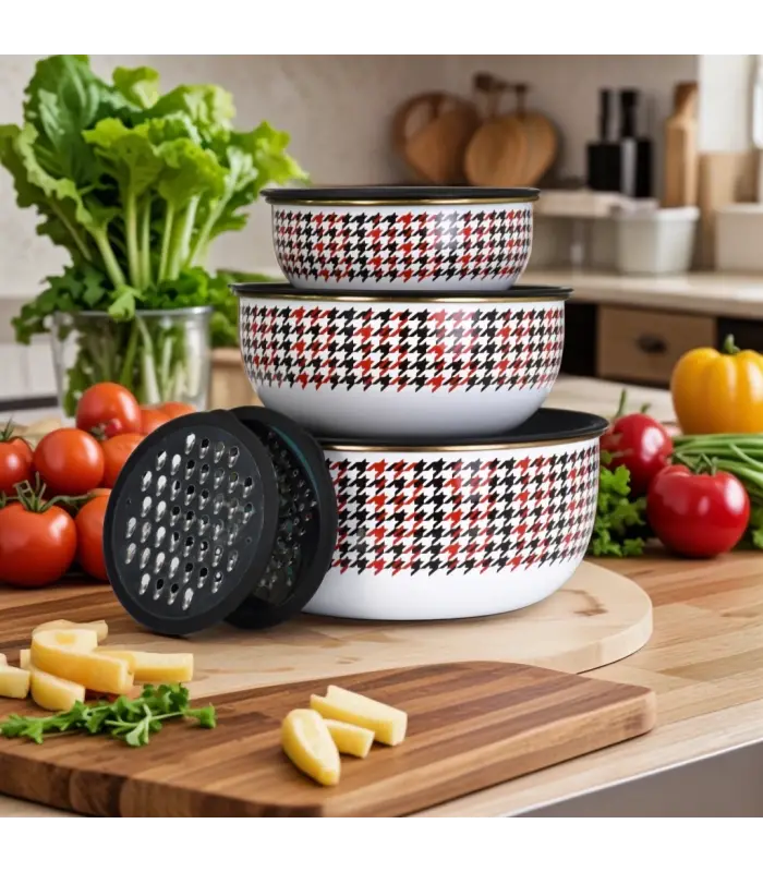 PR Home Forte Red 3lü Rendeli Karıştırma / Saklama Kabı - 9 Parça