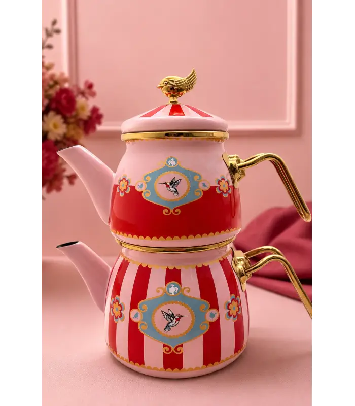 PR Home Alaria Kırmızı Mini Model Emaye Çaydanlık