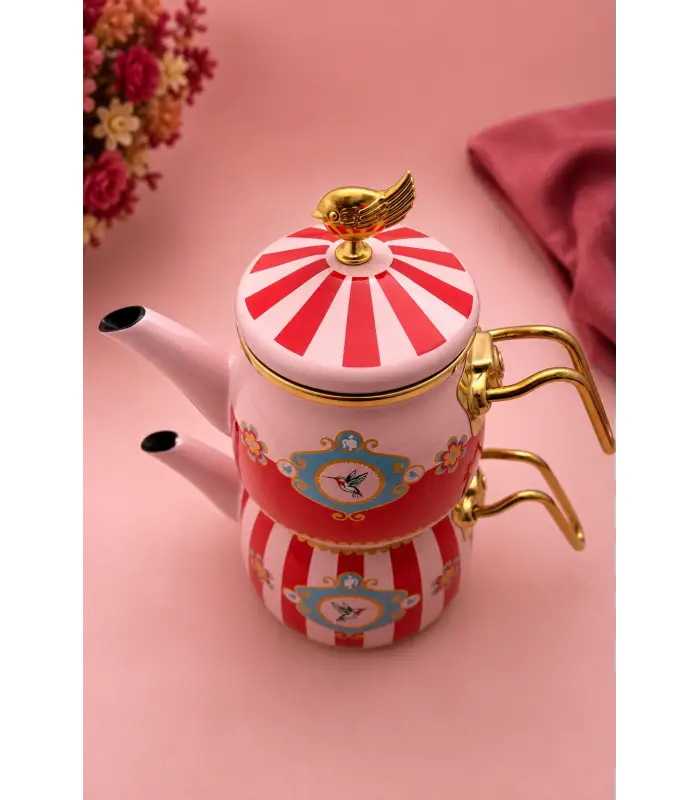 PR Home Alaria Kırmızı Mini Model Emaye Çaydanlık