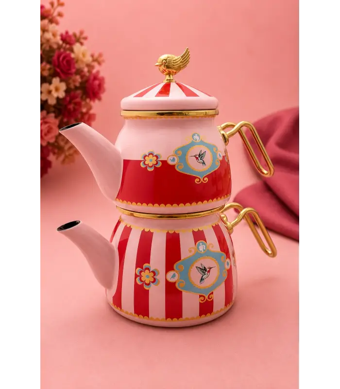 PR Home Alaria Kırmızı Mini Model Emaye Çaydanlık