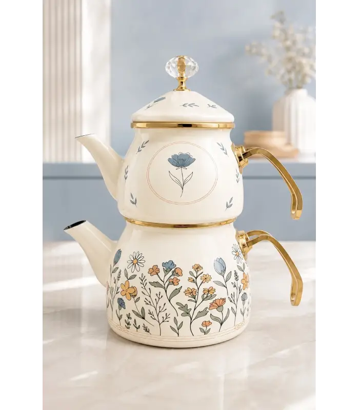 PR Home Anemon Gold Model Emaye Çaydanlık