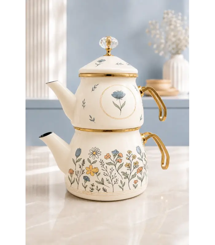 PR Home Anemon Gold Model Emaye Çaydanlık