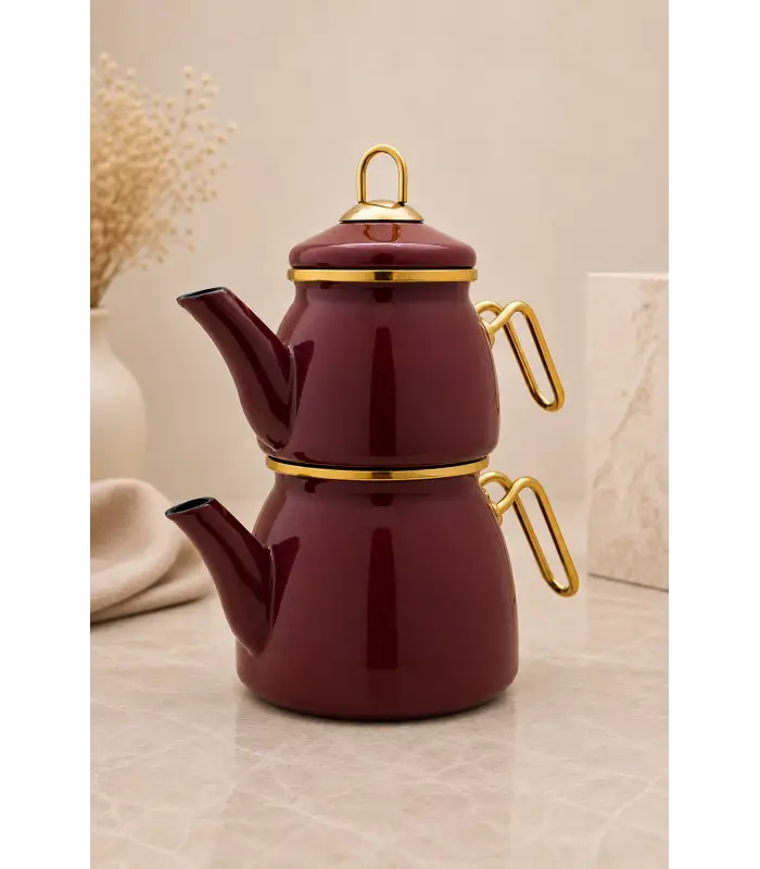 PR Home Bordo Mini Model Emaye Çaydanlık