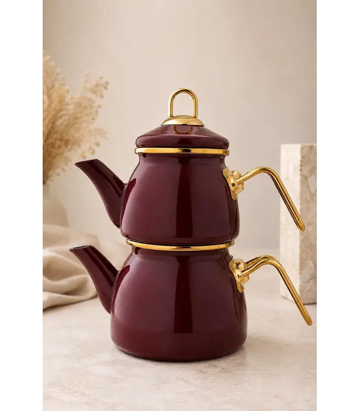 PR Home Bordo Mini Model Emaye Çaydanlık
