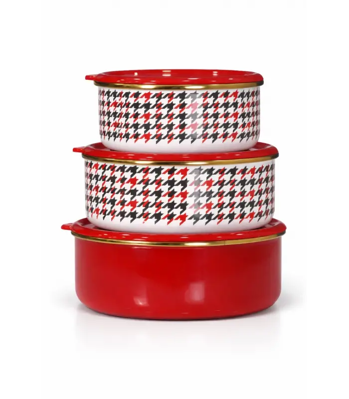 PR Home Forte Red Emaye Üçlü Saklama Seti