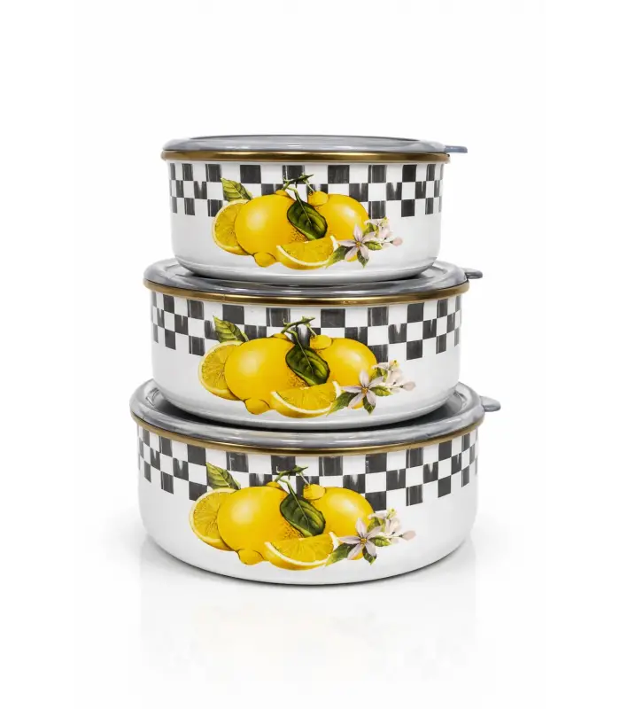 PR Home Limon Emaye Üçlü Saklama Seti