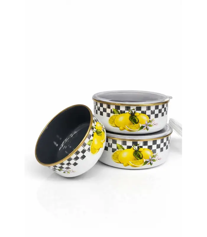 PR Home Limon Emaye Üçlü Saklama Seti