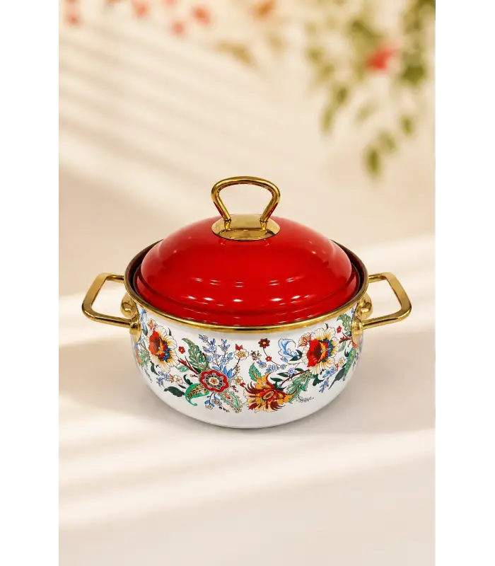 PR Home Magnolia Derin Bombeli Emaye Tencere 16 cm