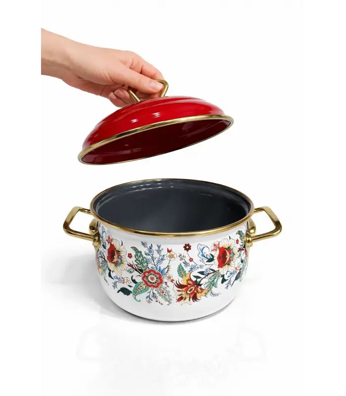 PR Home Magnolia Derin Bombeli Emaye Tencere 16 cm