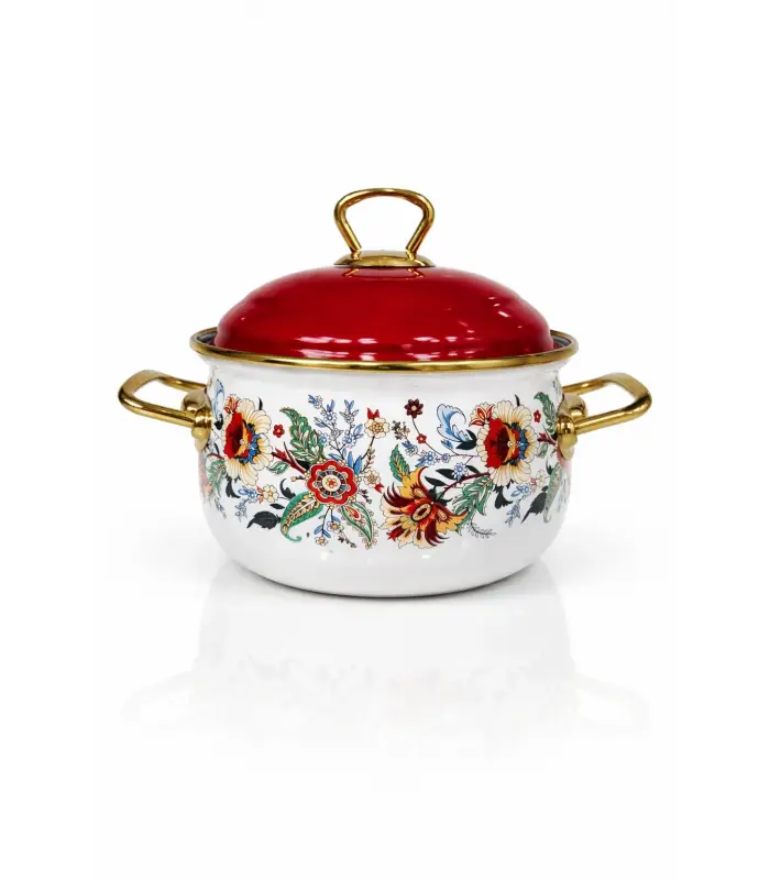 PR Home Magnolia Derin Bombeli Emaye Tencere 16 cm