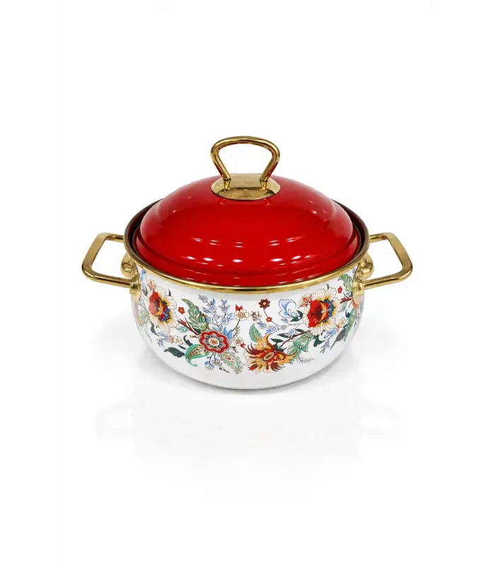 PR Home Magnolia Derin Bombeli Emaye Tencere 16 cm