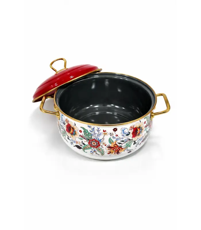 PR Home Magnolia Derin Bombeli Emaye Tencere 22 cm