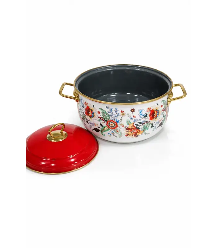 PR Home Magnolia Derin Bombeli Emaye Tencere 22 cm