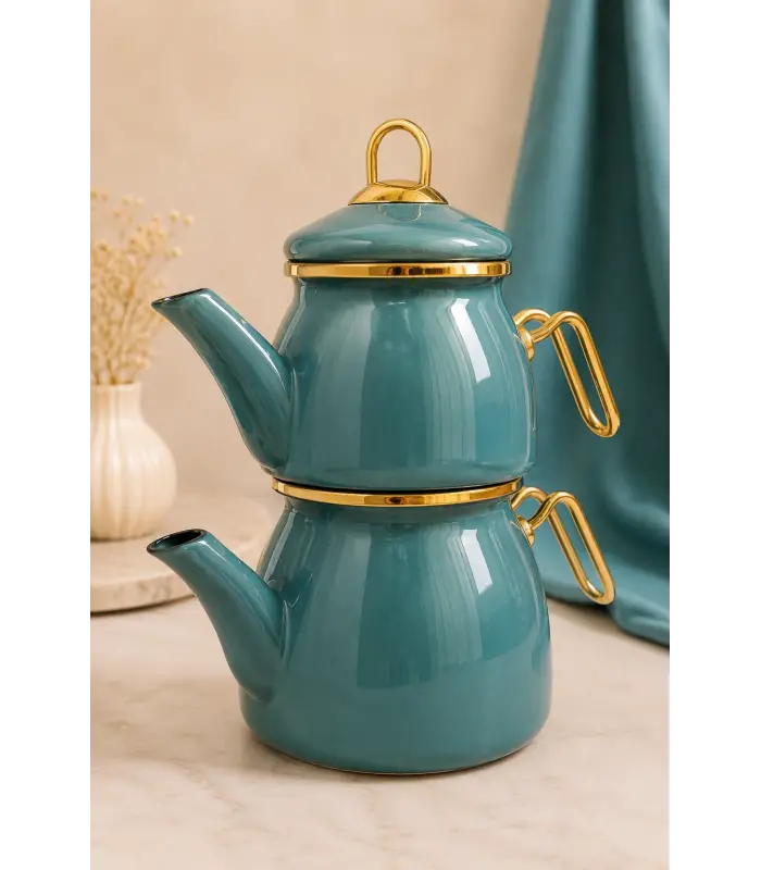 PR Home Petrol Yeşili Mini Model Emaye Çaydanlık