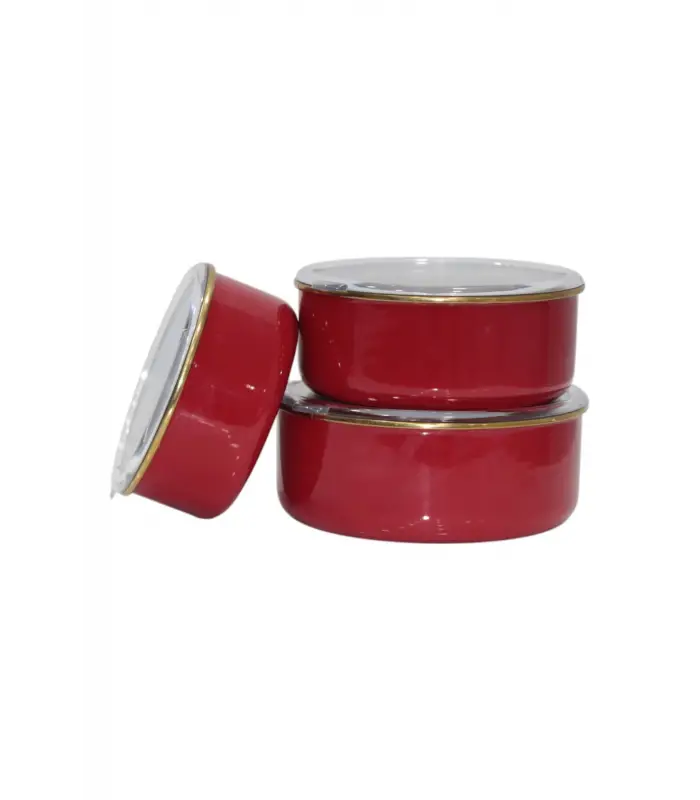 PR Home Red Emaye Üçlü Saklama Seti