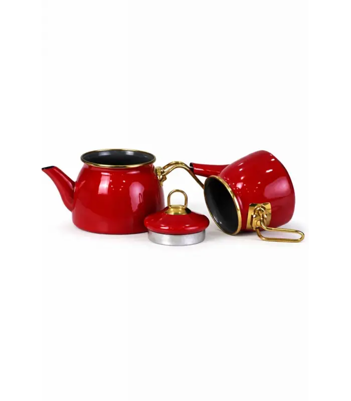 PR Home Kırmızı Mini Model Emaye Çaydanlık