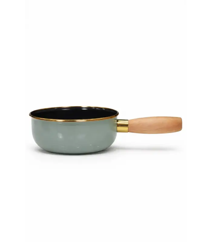PR Home Soft Yeşil Emaye Ahşap Saplı Haşlama ve Sos Tavası 16 cm