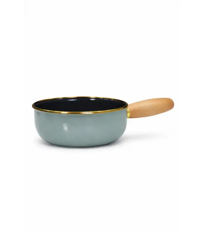PR Home Soft Yeşil Emaye Ahşap Saplı Haşlama ve Sos Tavası 16 cm